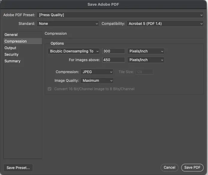 Export PDF Photoshop