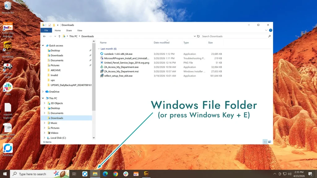 Image of a Windows desktop