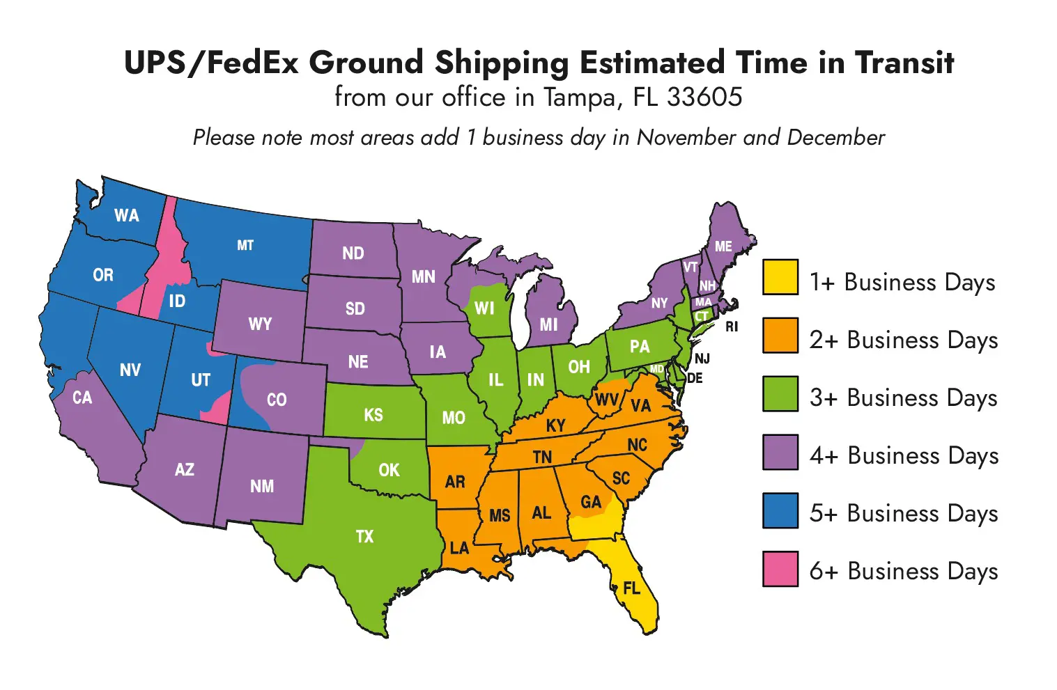 UPS/FedEx Ground Shipping from Tampa